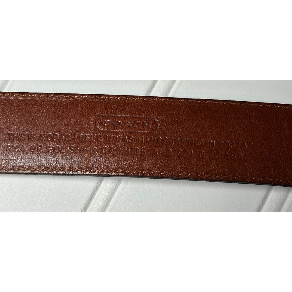 Vintage Coach Model 3921 Burgundy Leather Belt Solid Brass Buckle - Picture 6 of 9